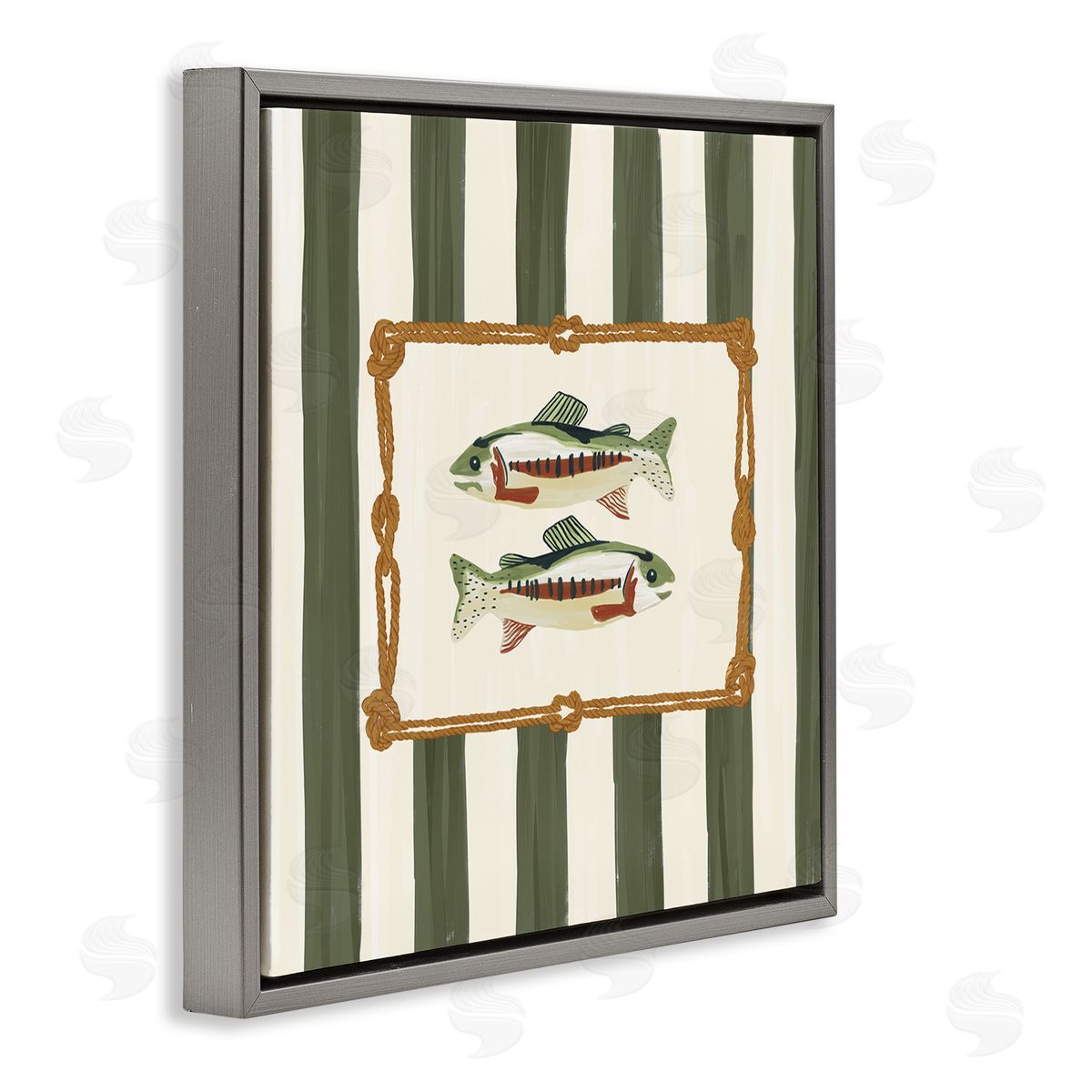Veronica Lara Maritime Fish with Rope Border Canvas Wall Art Print