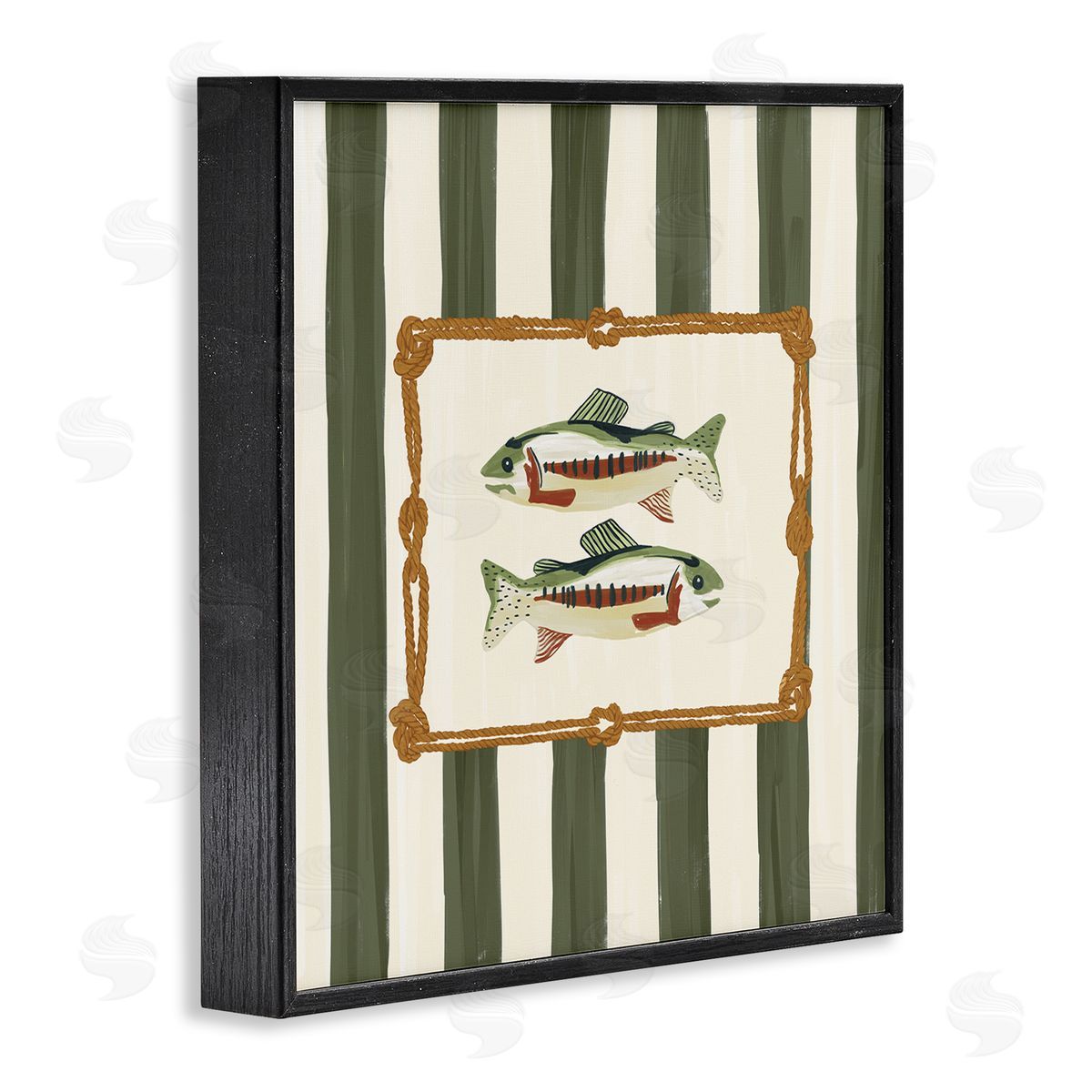 Veronica Lara Maritime Fish with Rope Border Canvas Wall Art Print