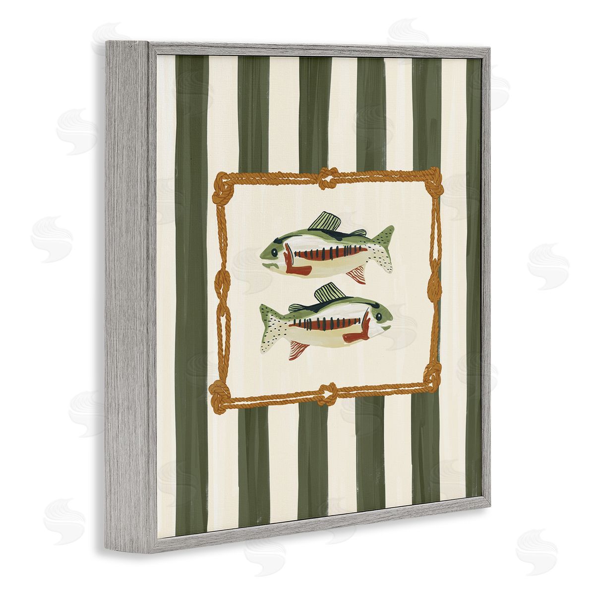 Veronica Lara Maritime Fish with Rope Border Canvas Wall Art Print