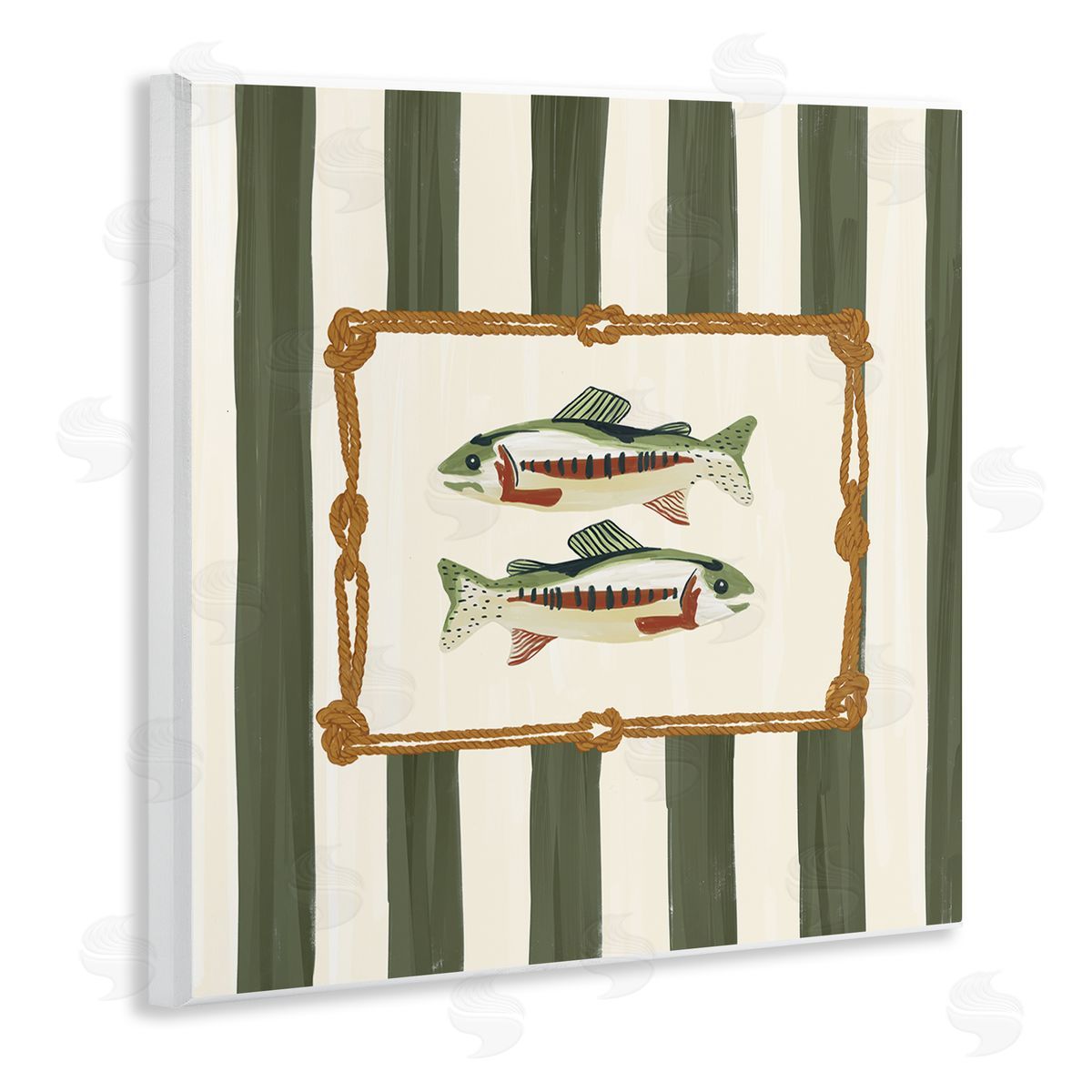 Veronica Lara Maritime Fish with Rope Border Canvas Wall Art Print