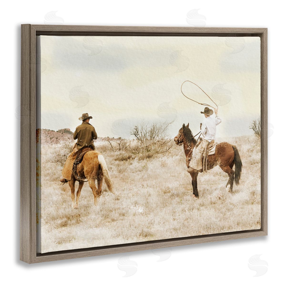 Marcus Prime Wrangling Cowboys Western Pair Canvas Wall Art Print
