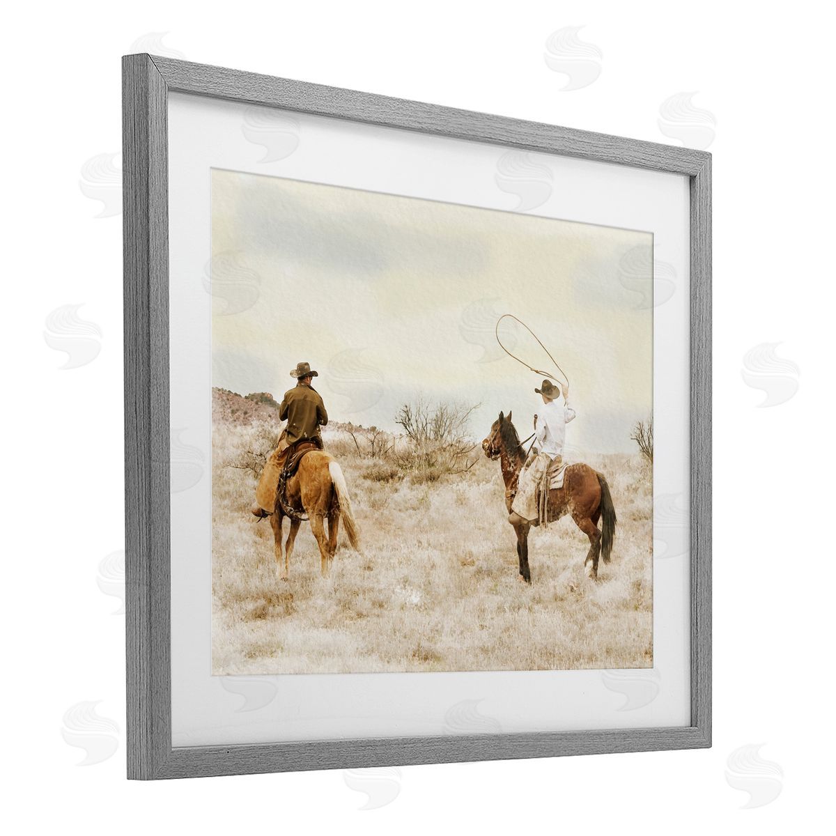 Marcus Prime Wrangling Cowboys Western Pair Canvas Wall Art Print