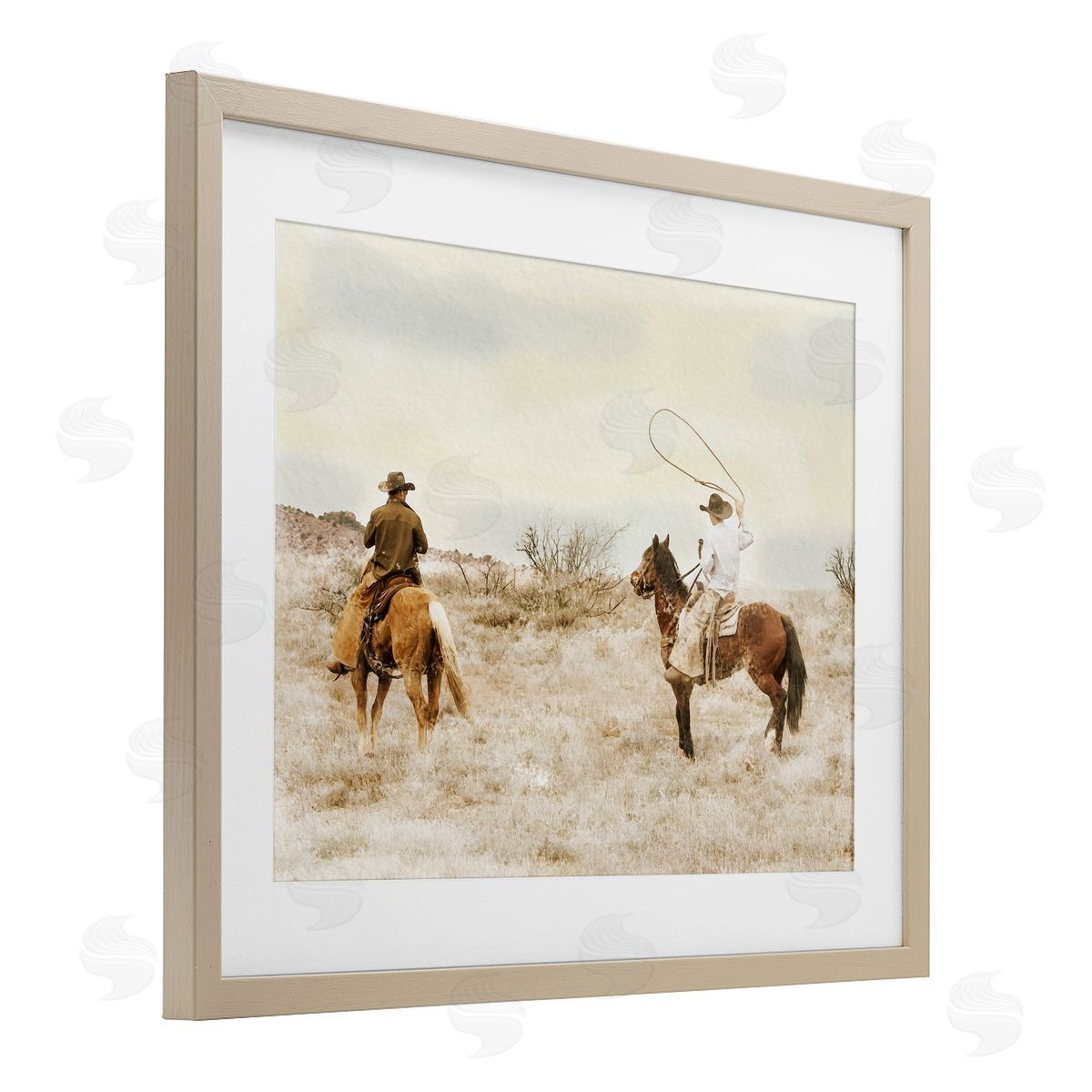 Marcus Prime Wrangling Cowboys Western Pair Canvas Wall Art Print