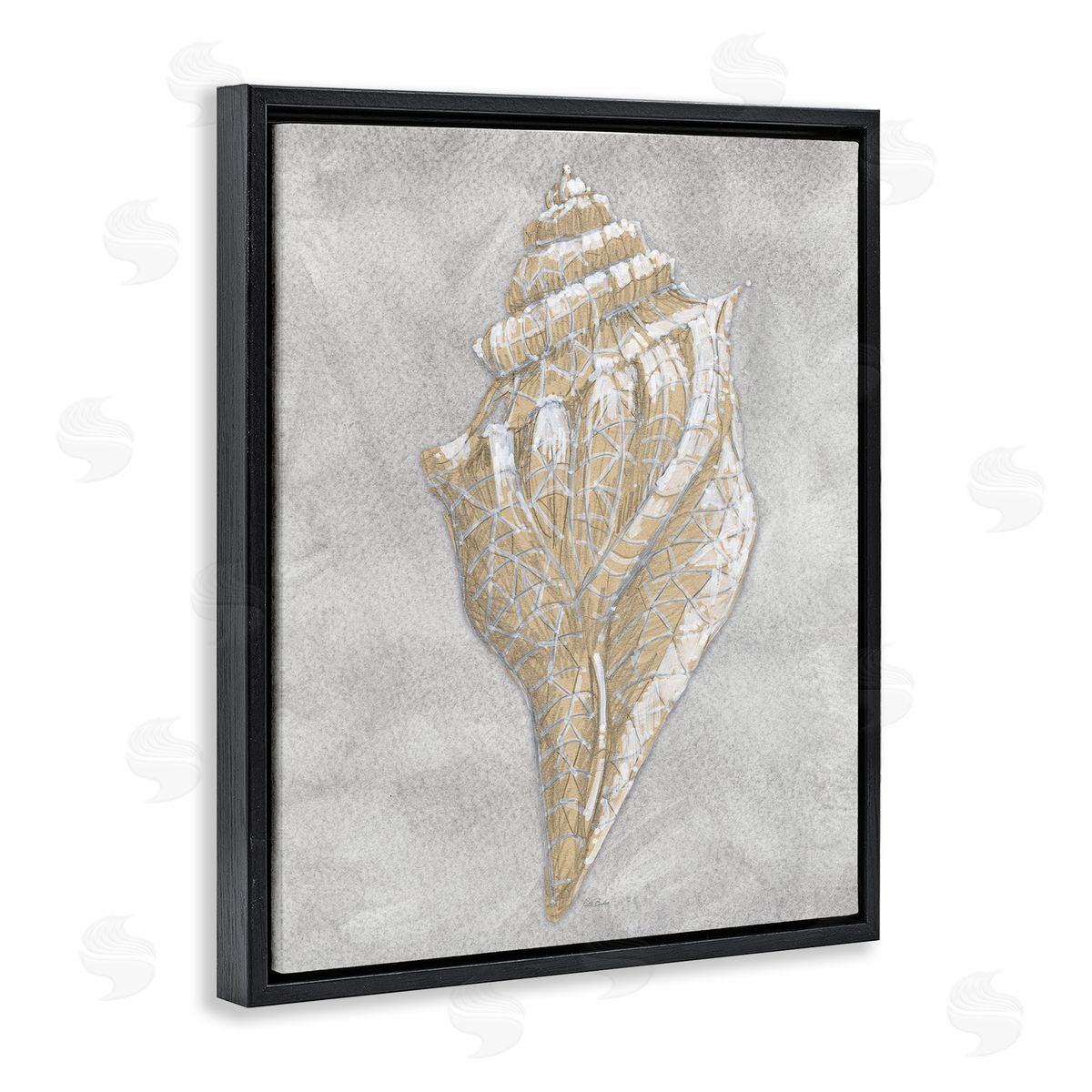 Patti Bishop Grey Conch Drawing Canvas Wall Art Print