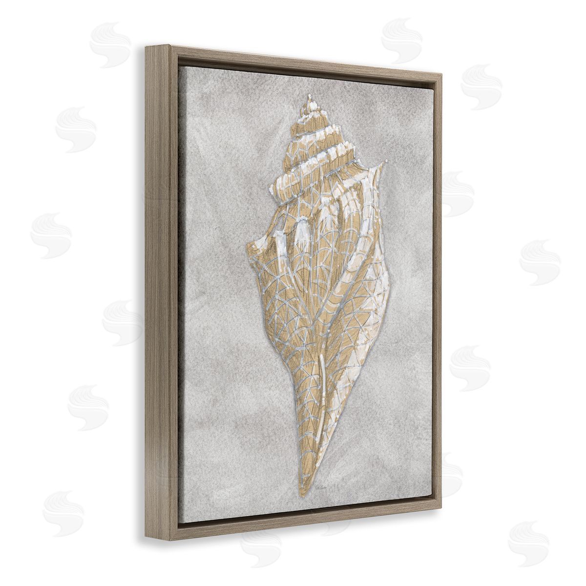 Patti Bishop Grey Conch Drawing Canvas Wall Art Print