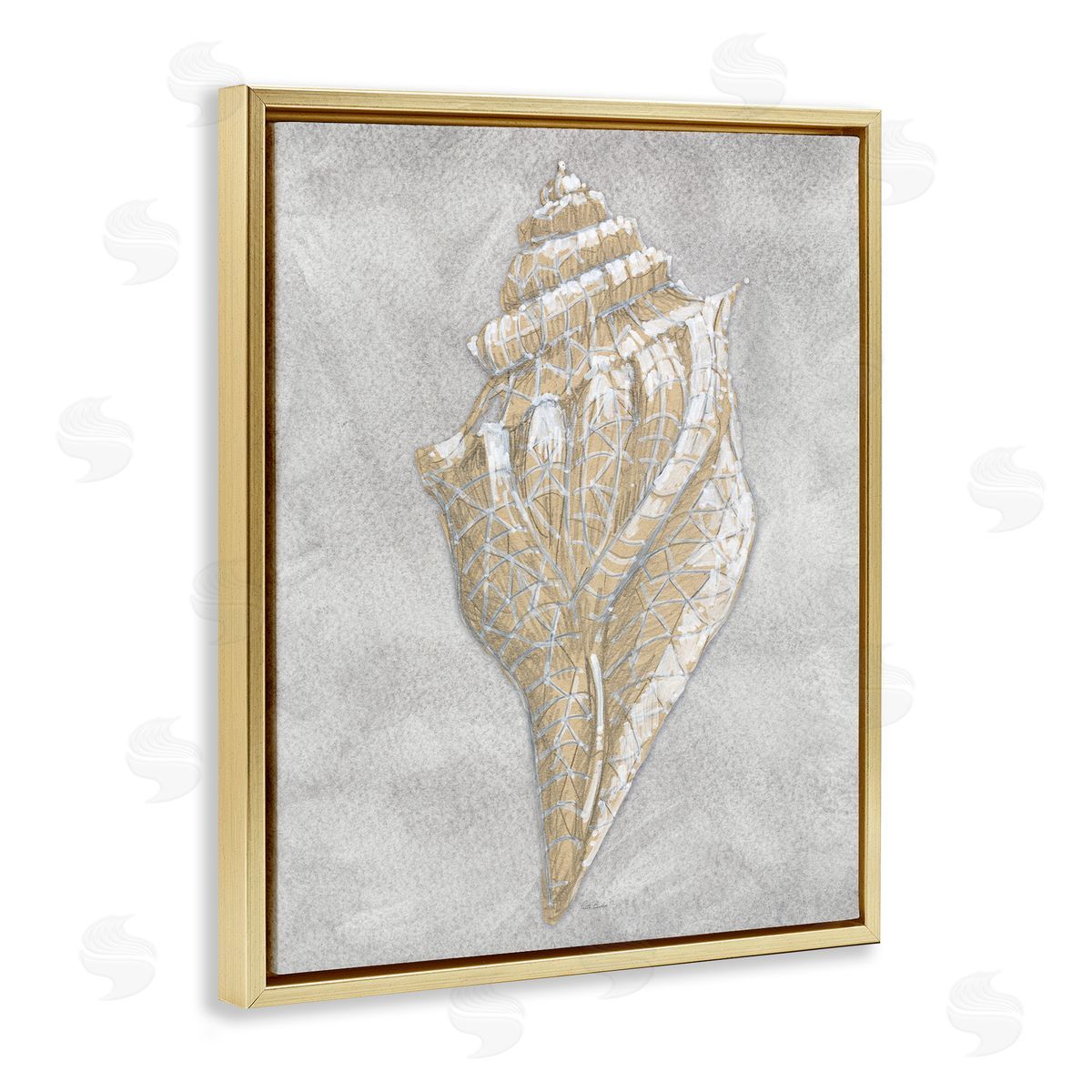 Patti Bishop Grey Conch Drawing Canvas Wall Art Print