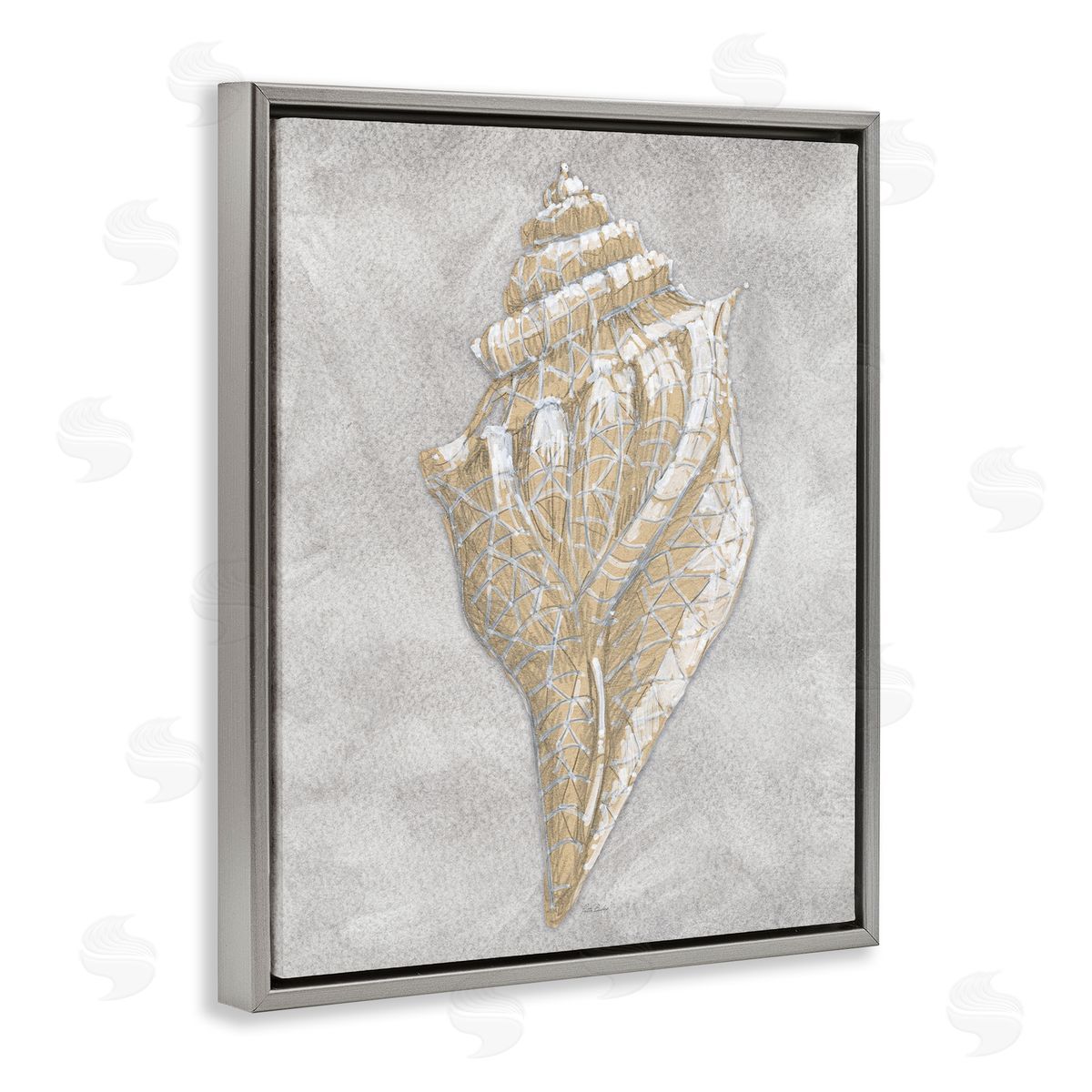 Patti Bishop Grey Conch Drawing Canvas Wall Art Print