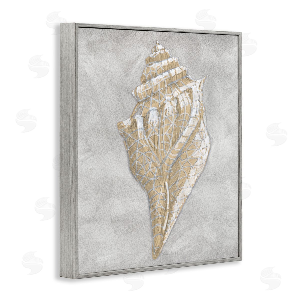 Patti Bishop Grey Conch Drawing Canvas Wall Art Print