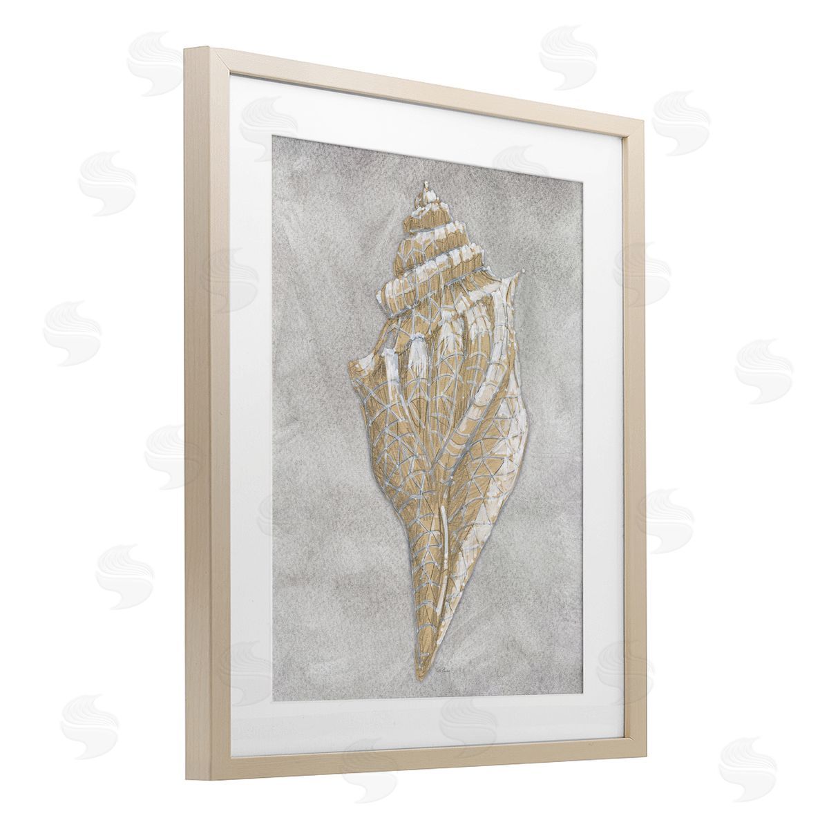 Patti Bishop Grey Conch Drawing Canvas Wall Art Print