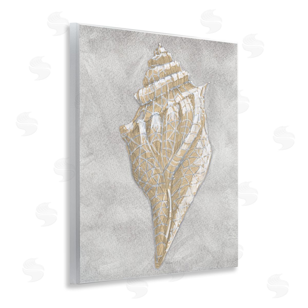 Patti Bishop Grey Conch Drawing Canvas Wall Art Print