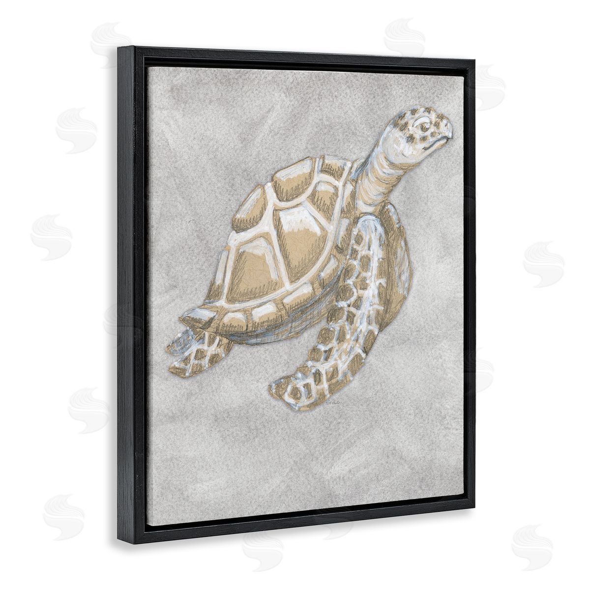 Patti Bishop Grey Turtle Drawing Canvas Wall Art Print