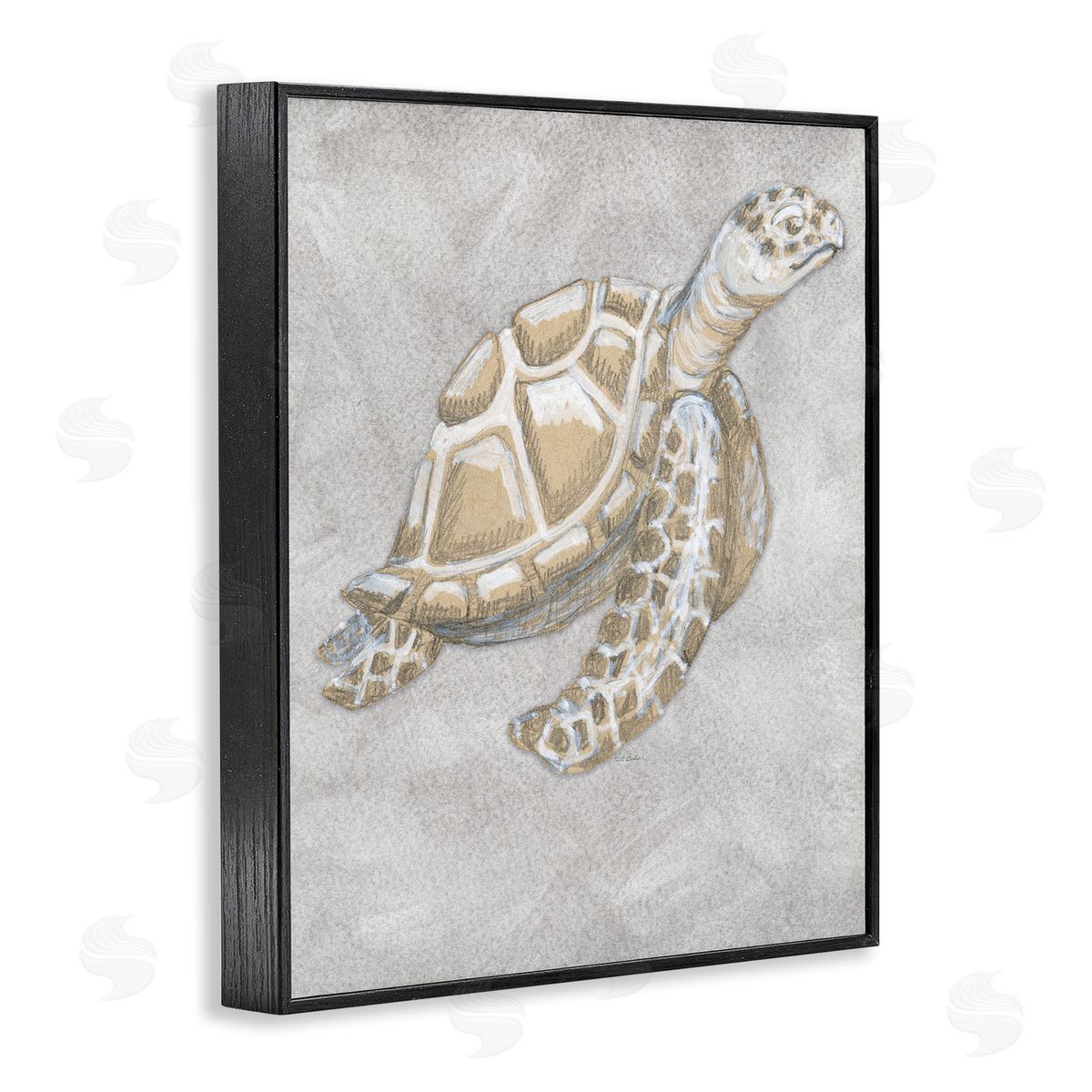 Patti Bishop Grey Turtle Drawing Canvas Wall Art Print