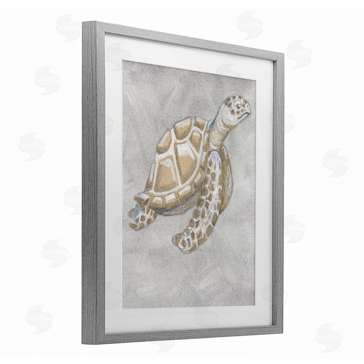 Patti Bishop Grey Turtle Drawing Canvas Wall Art Print