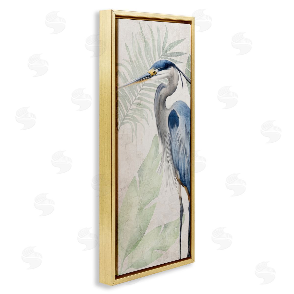 Kim Allen Heron Portrait over Plants Canvas Wall Art Print