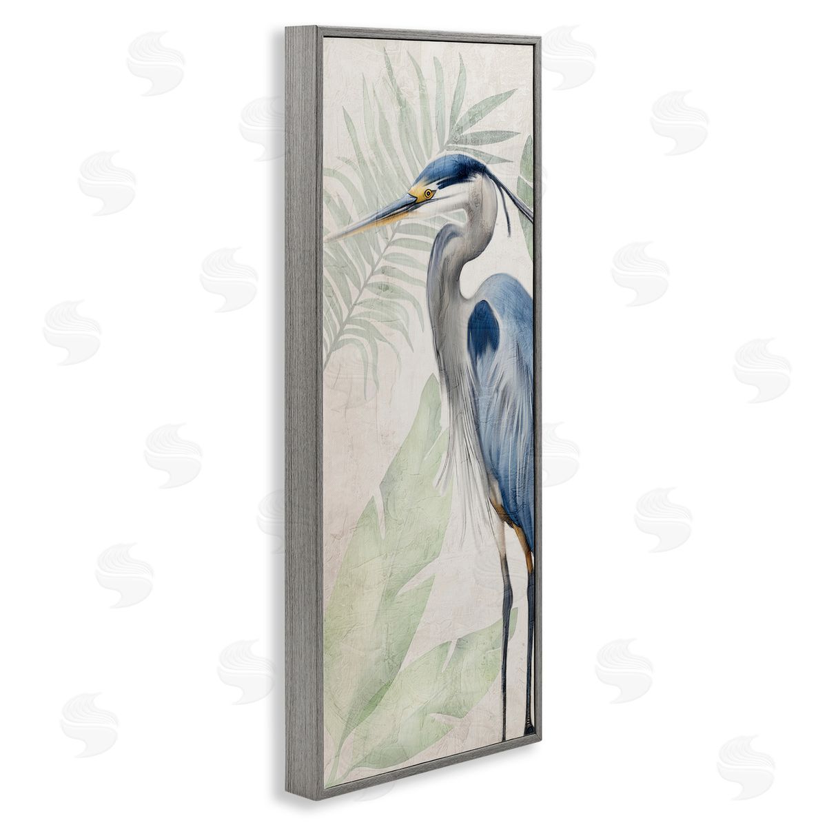 Kim Allen Heron Portrait over Plants Canvas Wall Art Print