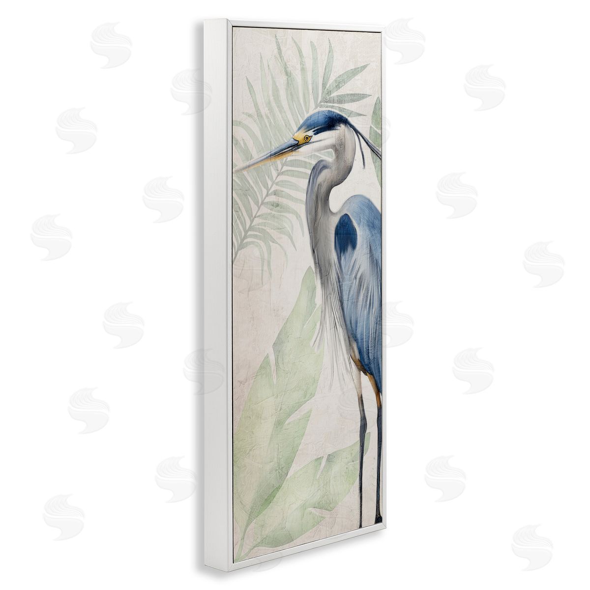 Kim Allen Heron Portrait over Plants Canvas Wall Art Print
