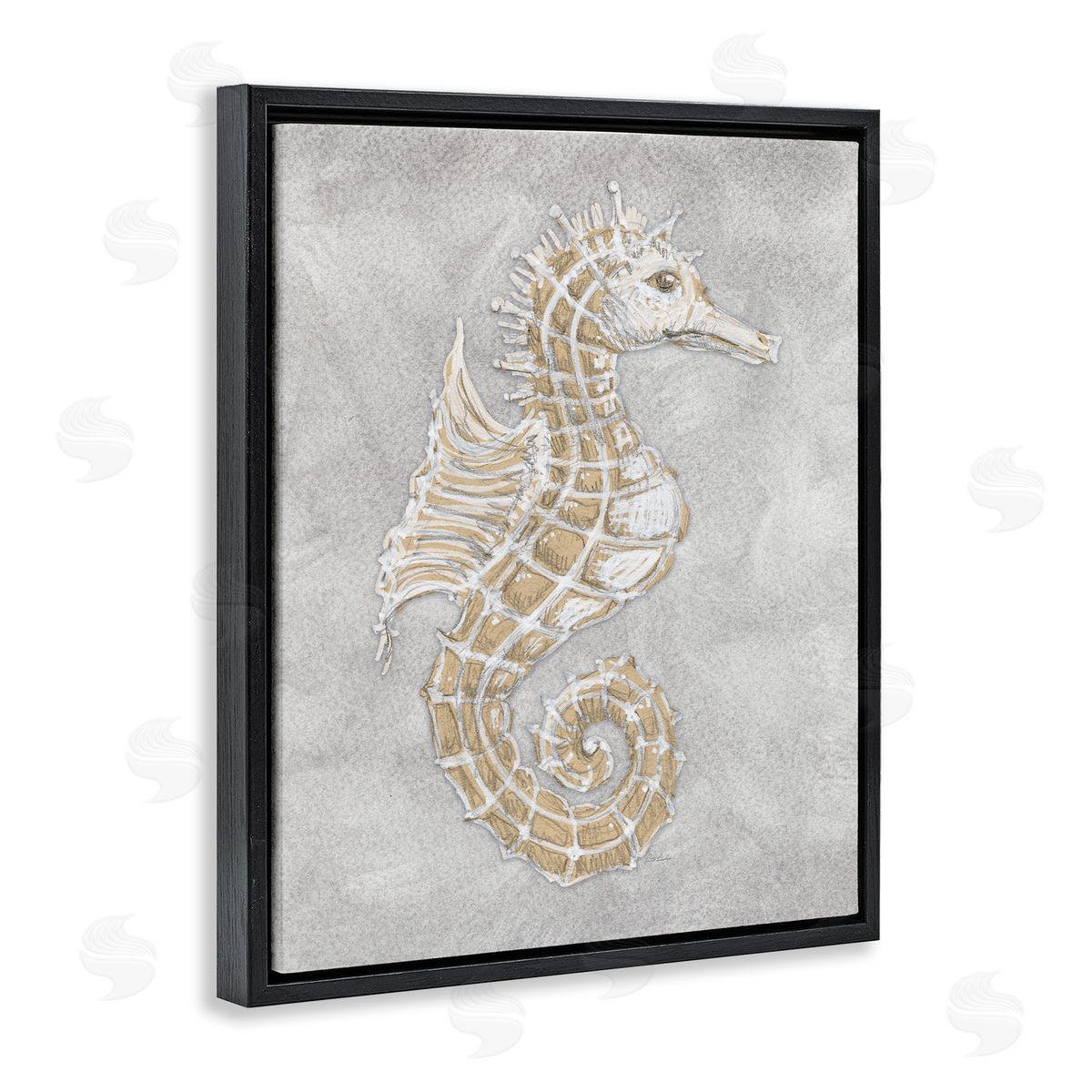 Patti Bishop Grey Seahorse Drawing Canvas Wall Art Print