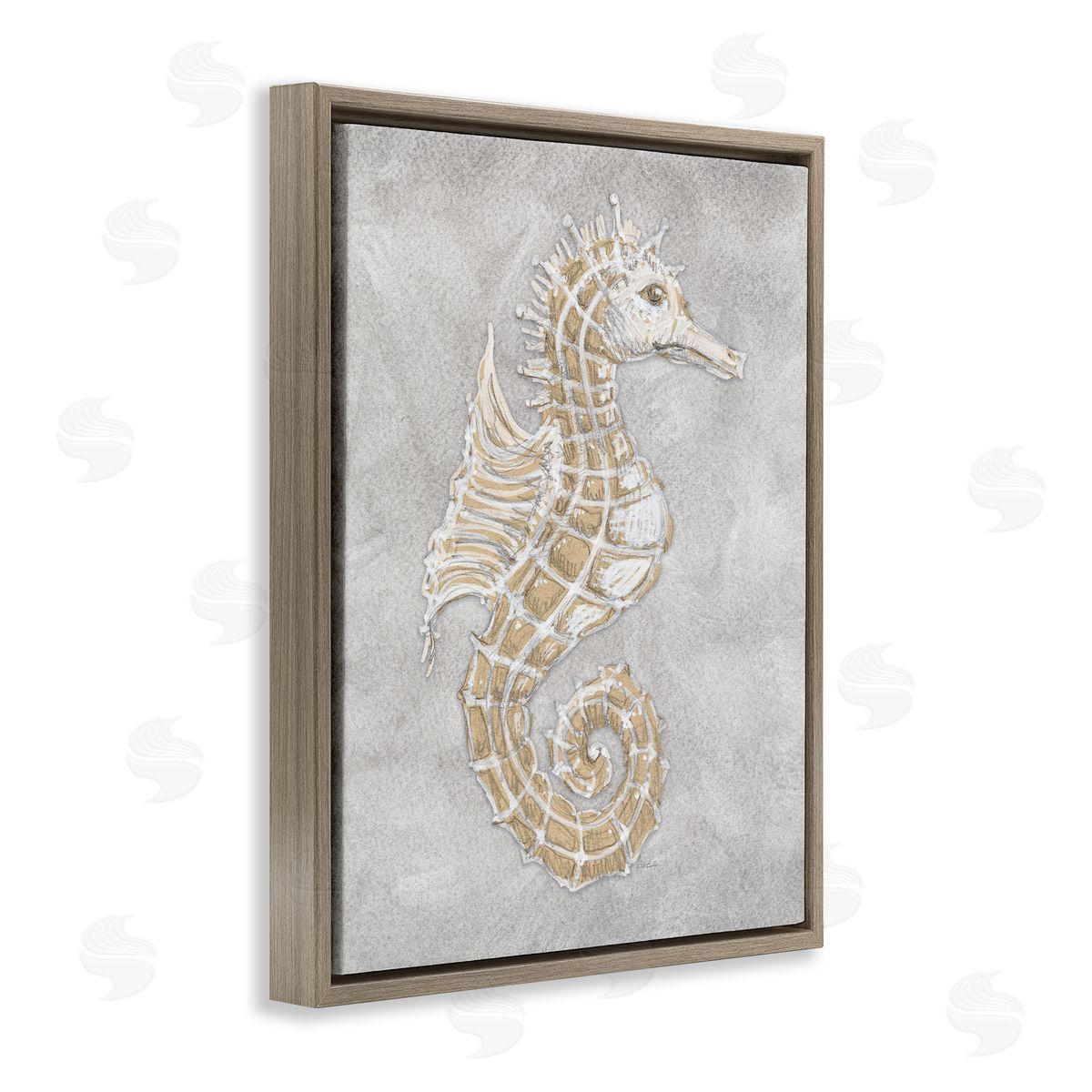 Patti Bishop Grey Seahorse Drawing Canvas Wall Art Print