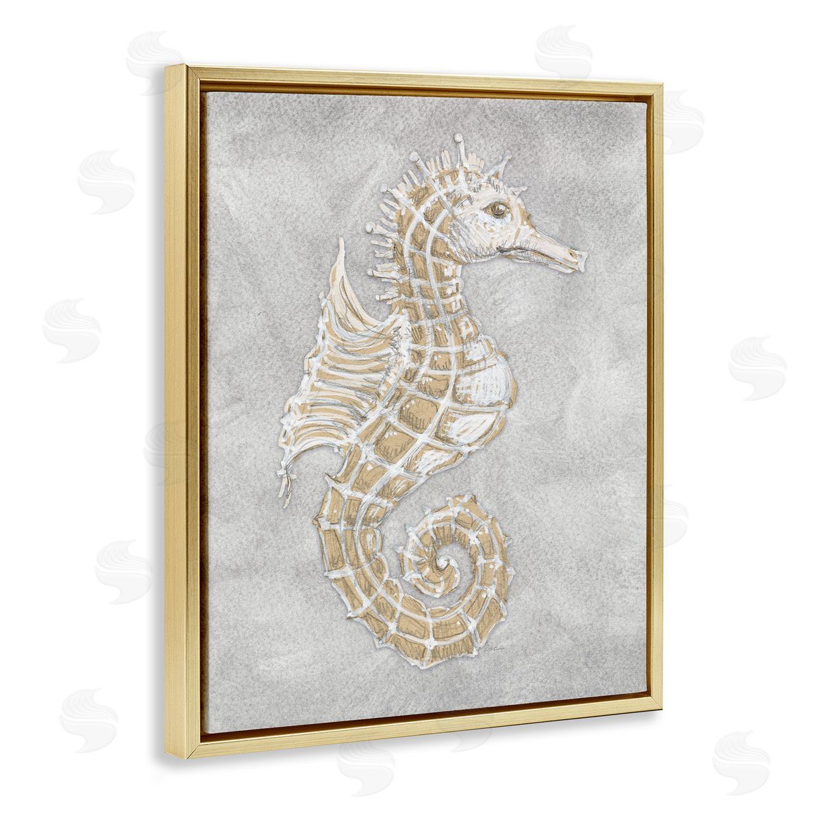 Patti Bishop Grey Seahorse Drawing Canvas Wall Art Print