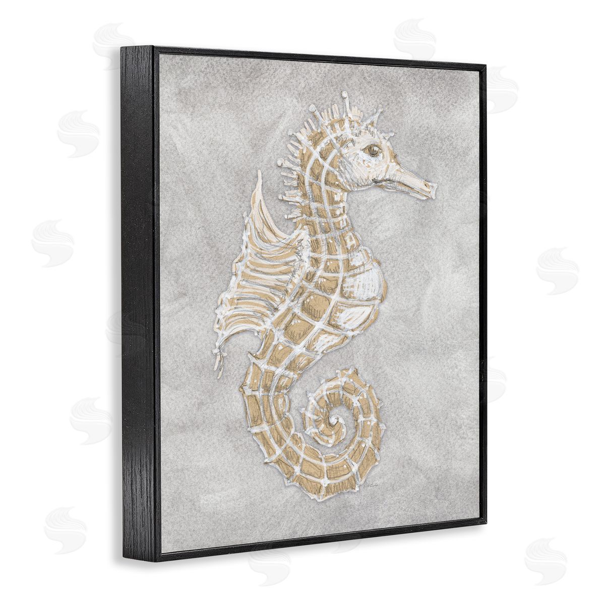 Patti Bishop Grey Seahorse Drawing Canvas Wall Art Print