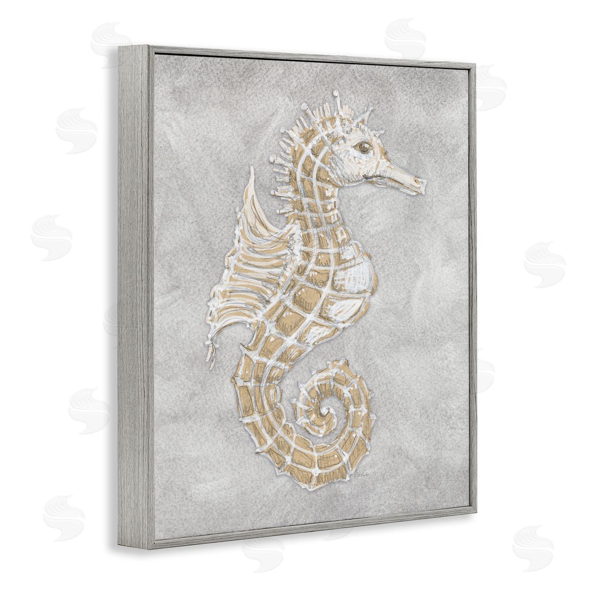 Patti Bishop Grey Seahorse Drawing Canvas Wall Art Print