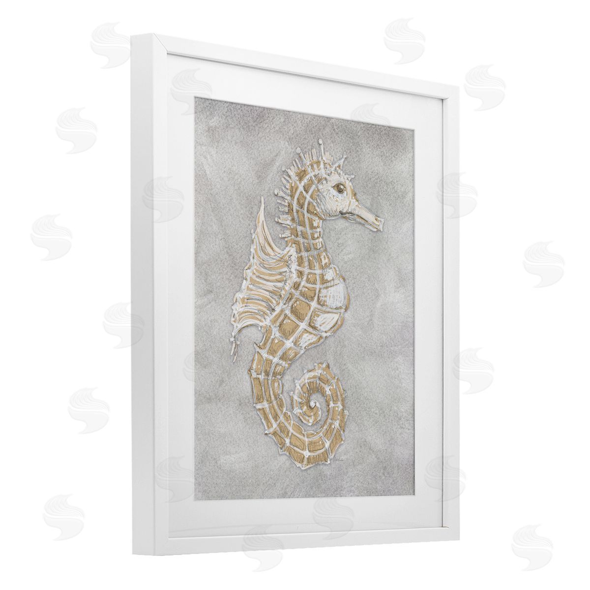 Patti Bishop Grey Seahorse Drawing Canvas Wall Art Print