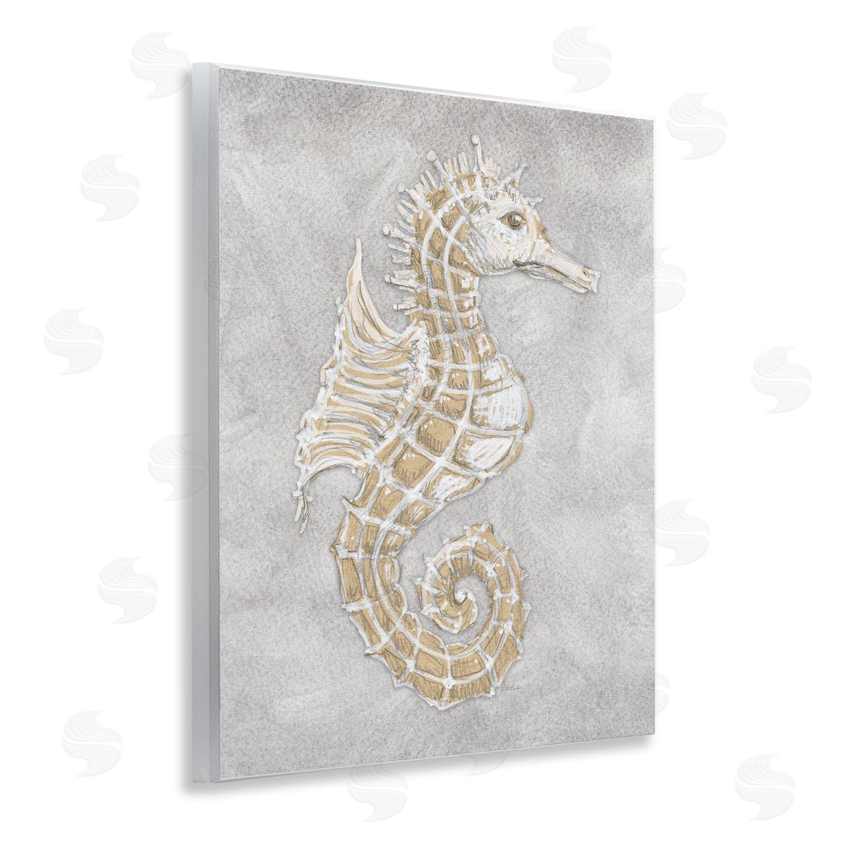 Patti Bishop Grey Seahorse Drawing Canvas Wall Art Print