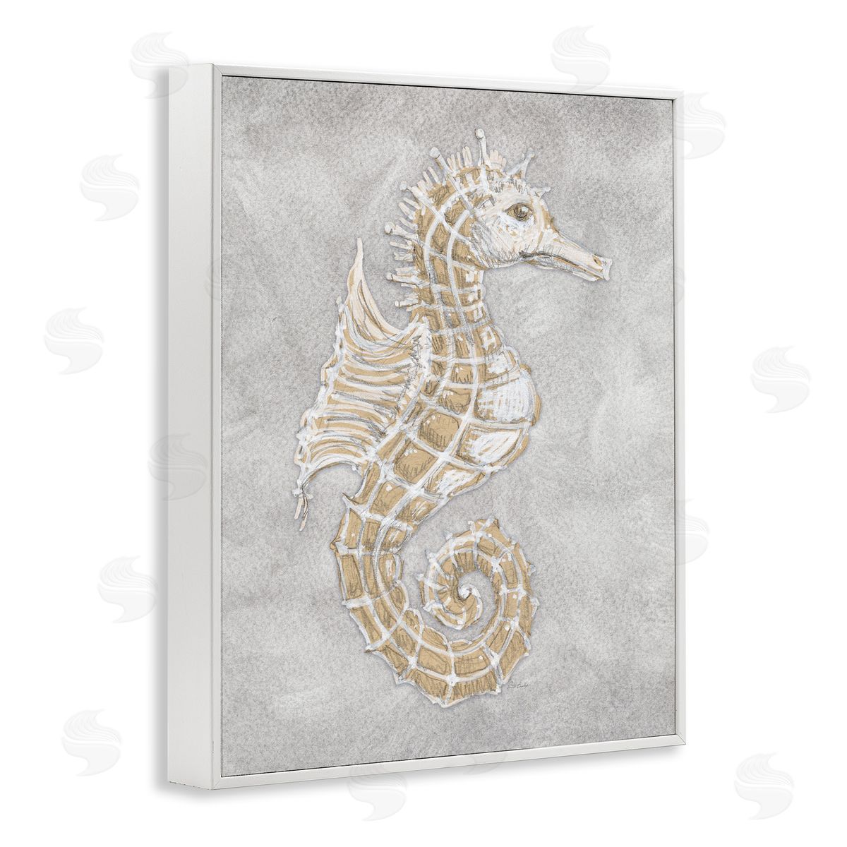 Patti Bishop Grey Seahorse Drawing Canvas Wall Art Print