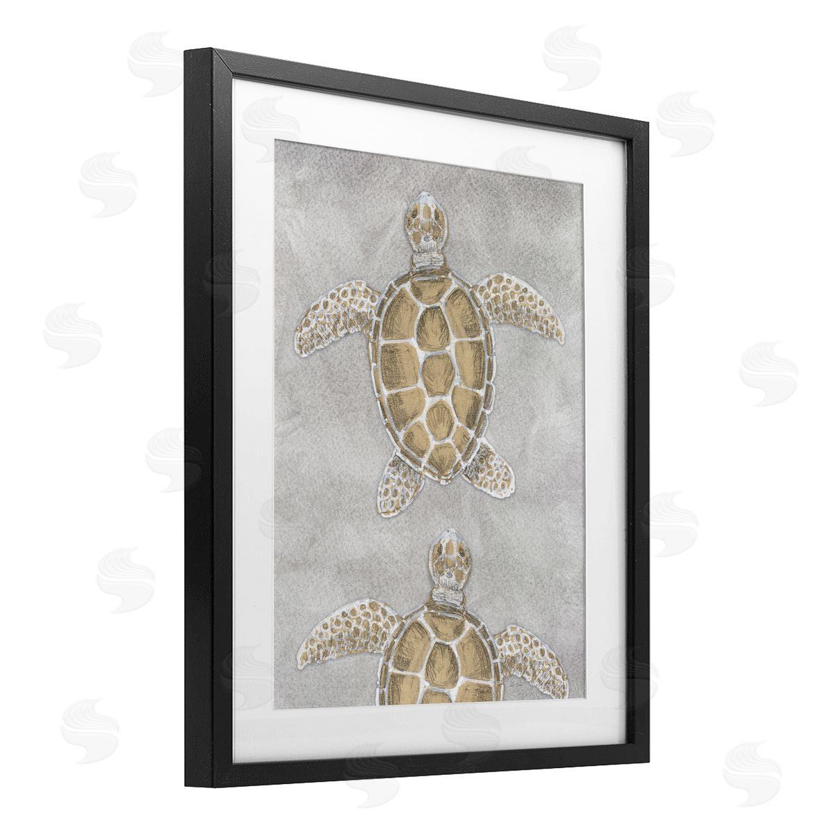Patti Bishop Grey Sea Turtles Drawing Canvas Wall Art Print