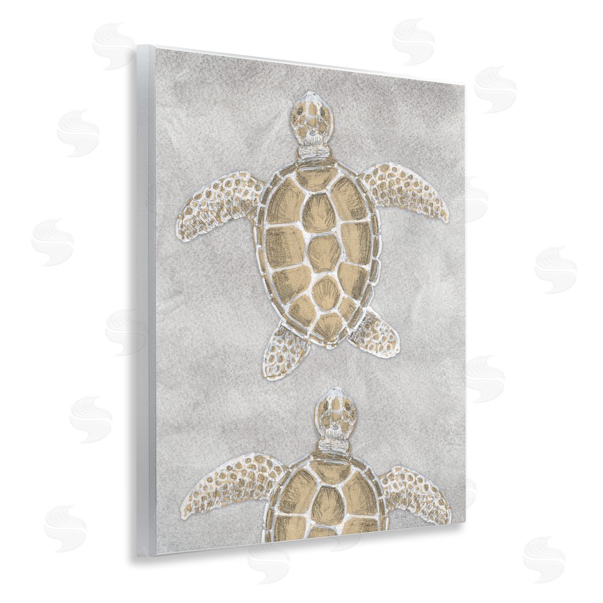Patti Bishop Grey Sea Turtles Drawing Canvas Wall Art Print
