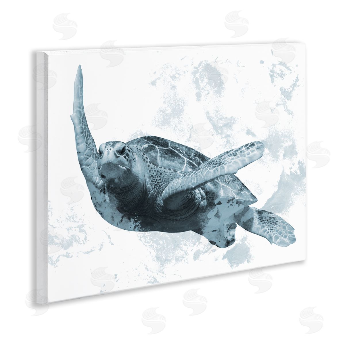 Marcus Prime Weathered Turtle Blue Portrait Canvas Wall Art Print