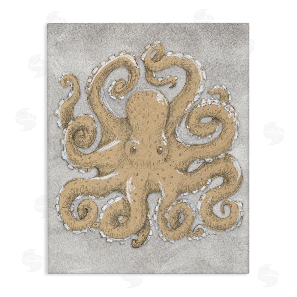 Patti Bishop Grey Octopus Drawing Canvas Wall Art Print