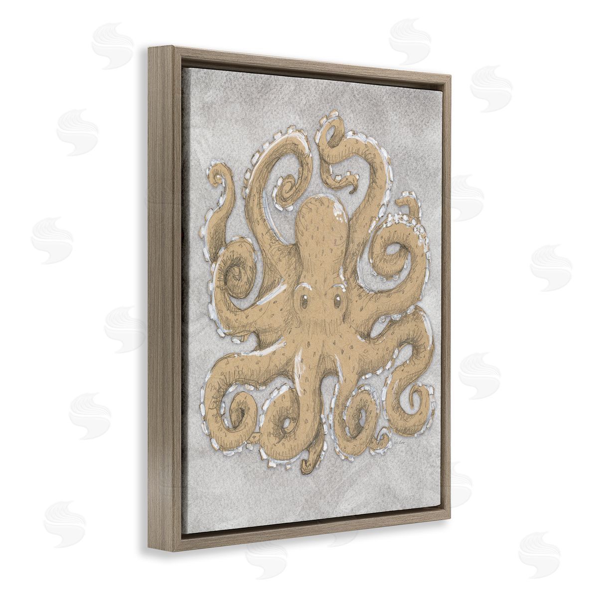 Patti Bishop Grey Octopus Drawing Canvas Wall Art Print