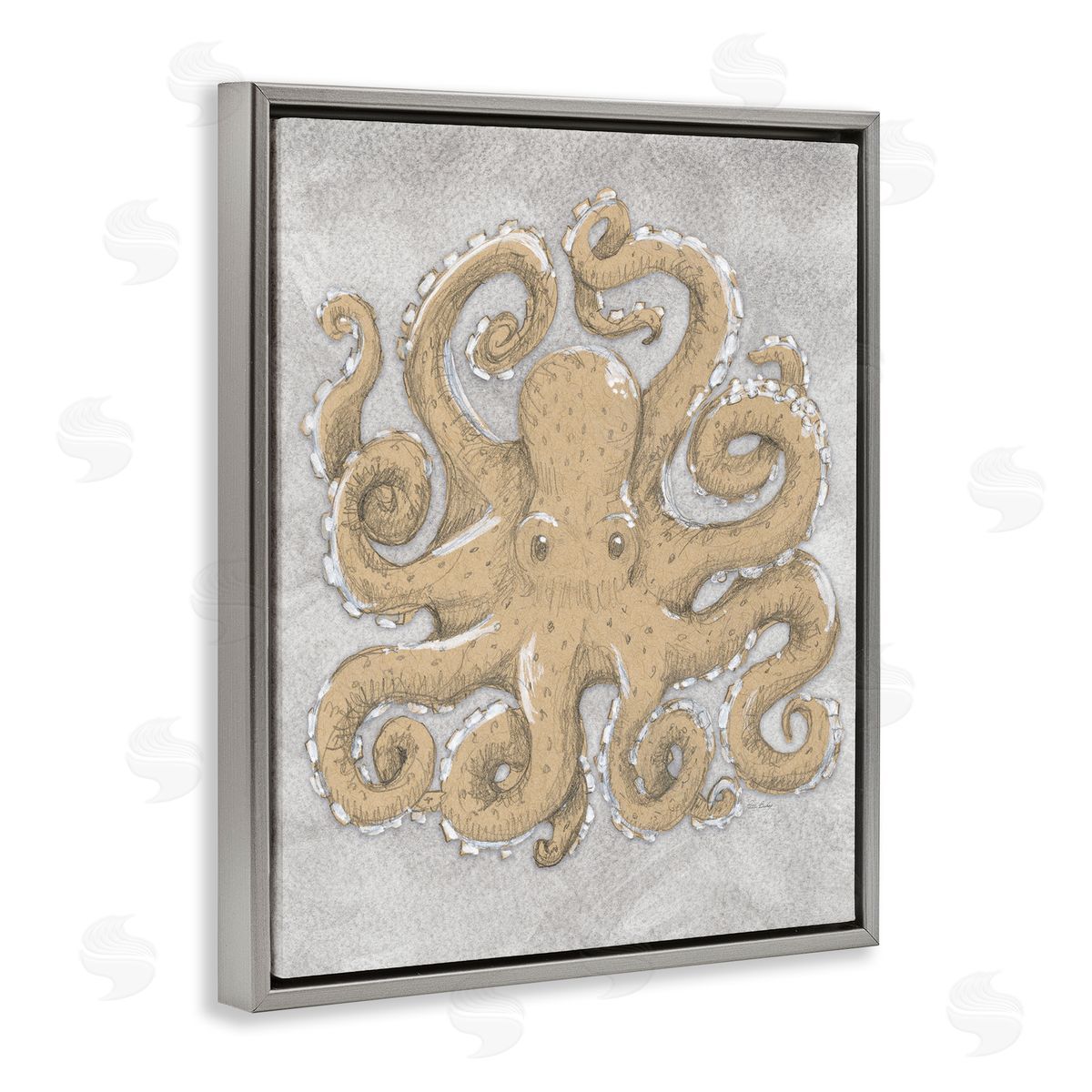Patti Bishop Grey Octopus Drawing Canvas Wall Art Print