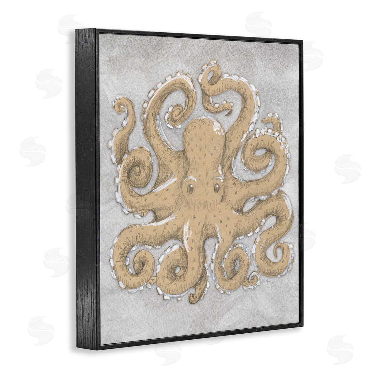 Patti Bishop Grey Octopus Drawing Canvas Wall Art Print
