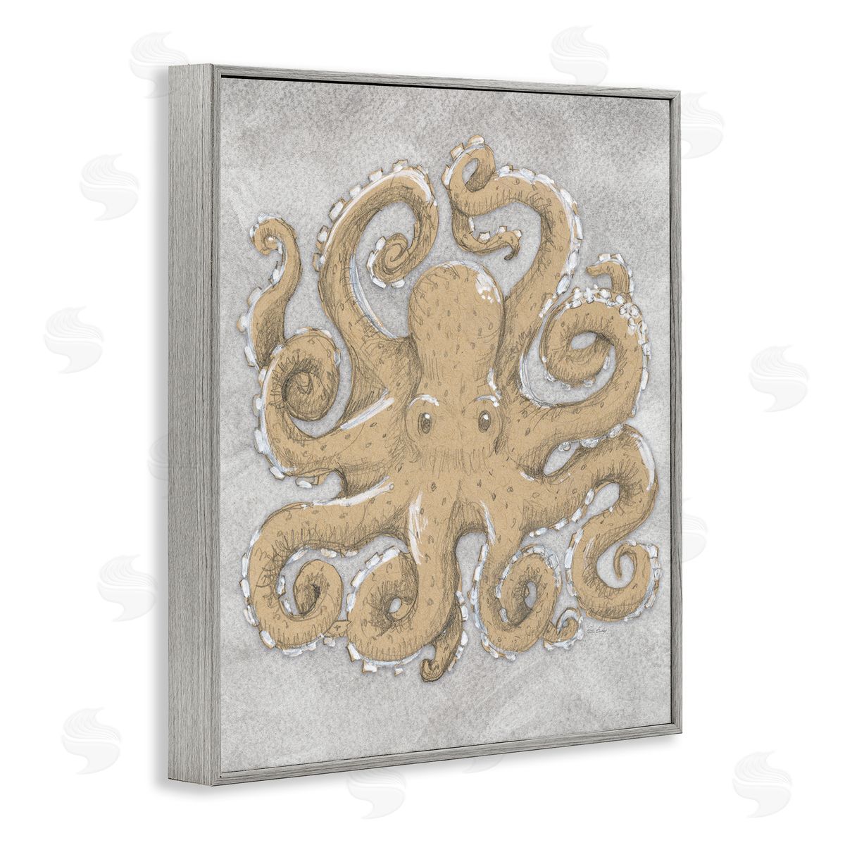 Patti Bishop Grey Octopus Drawing Canvas Wall Art Print