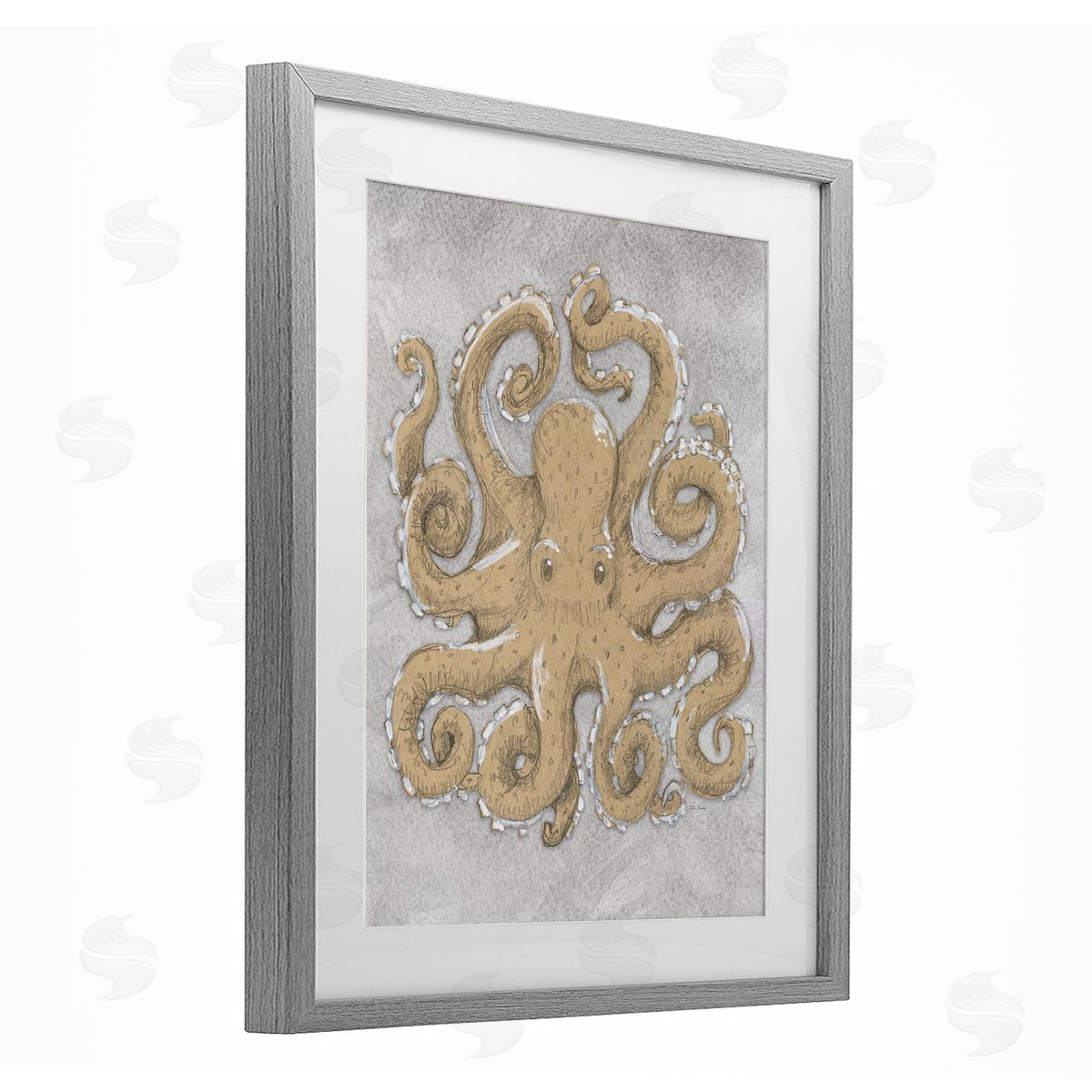 Patti Bishop Grey Octopus Drawing Canvas Wall Art Print