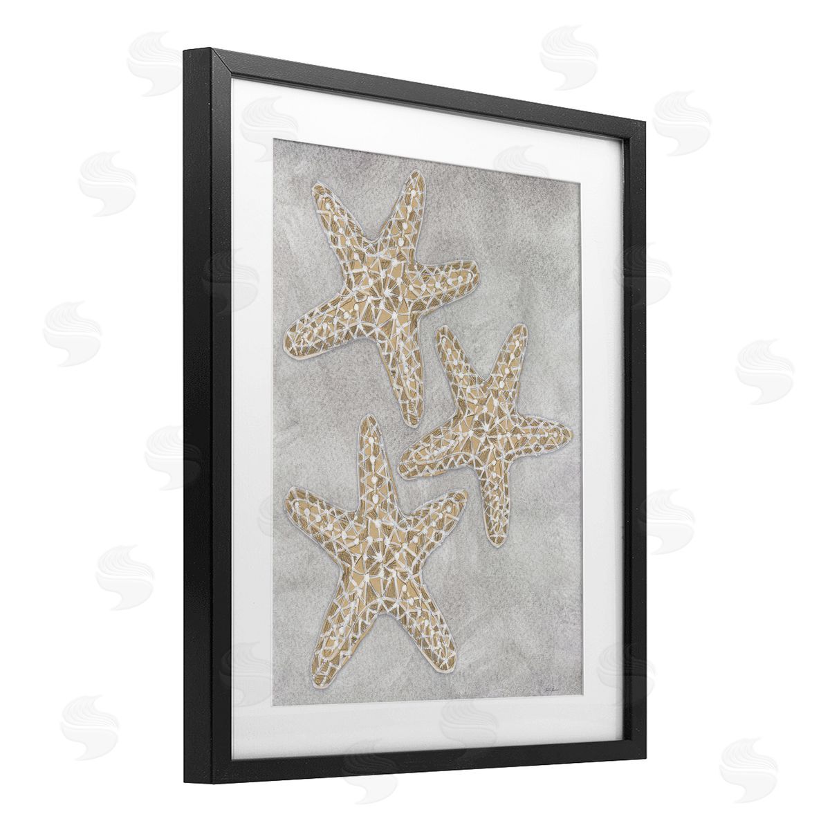 Patti Bishop Grey Starfish Drawing Canvas Wall Art Print