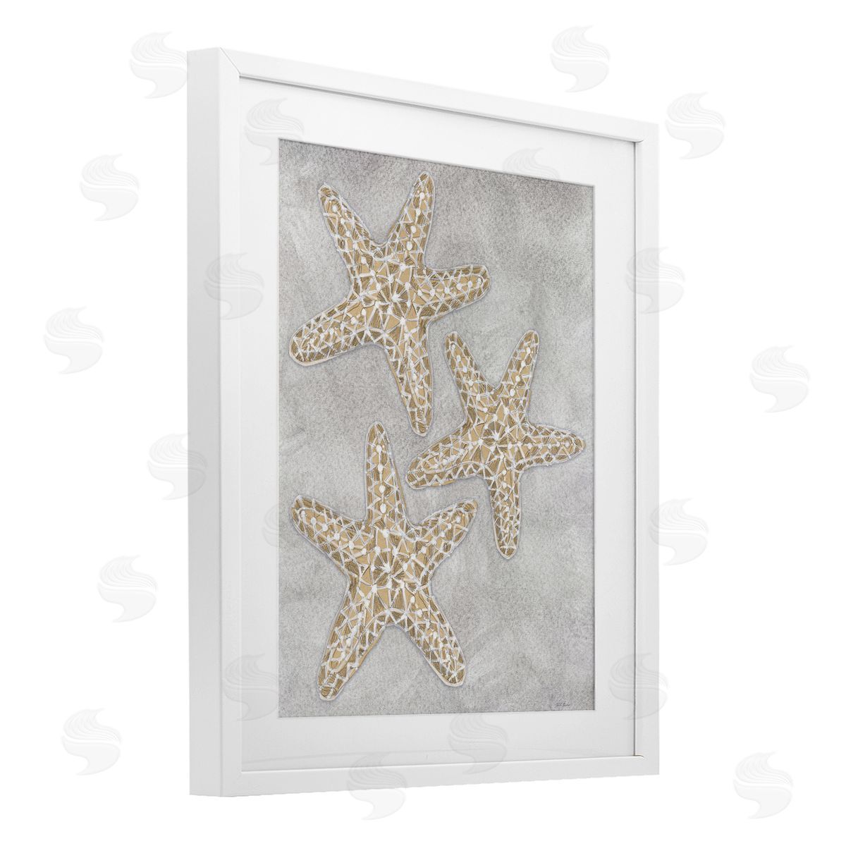 Patti Bishop Grey Starfish Drawing Canvas Wall Art Print