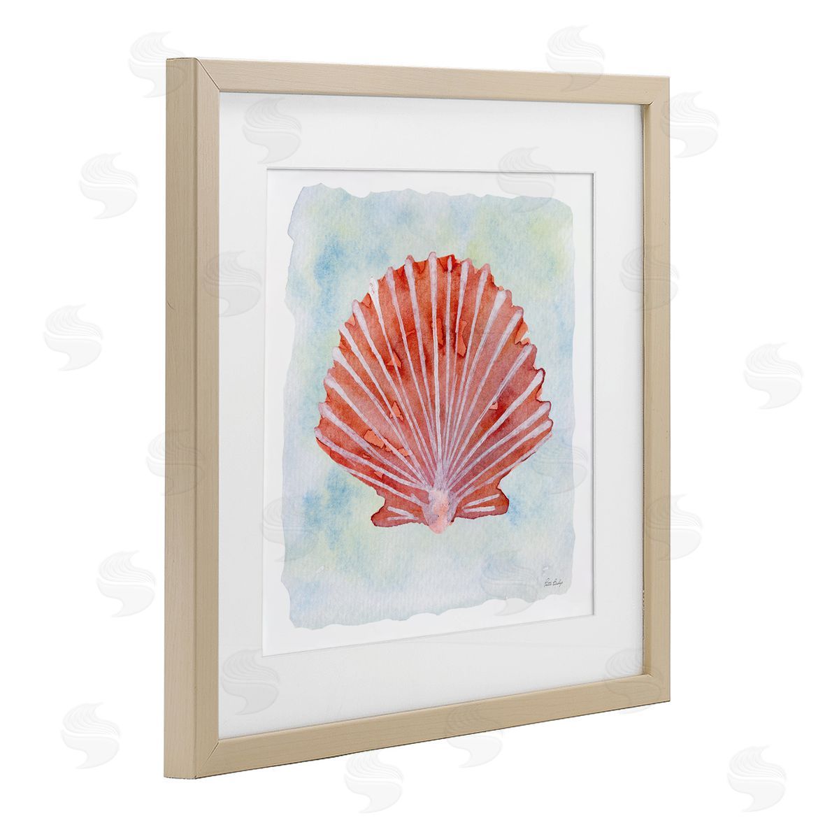 Patti Bishop Peach Scallop Shell Canvas Wall Art Print