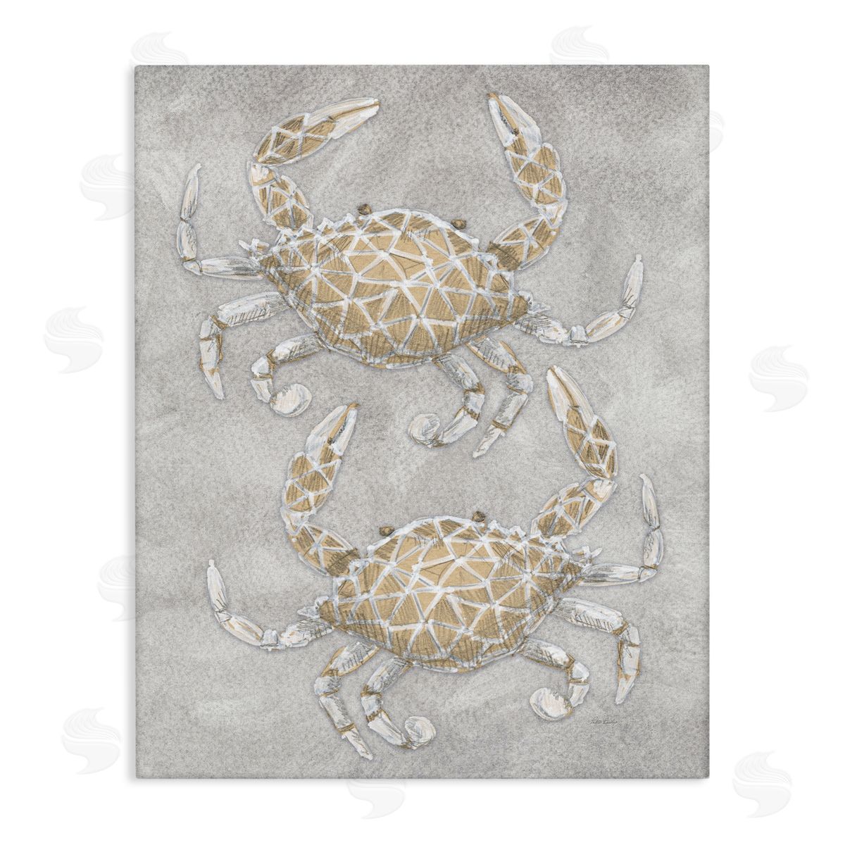 Patti Bishop Grey Crabs Drawing Canvas Wall Art Print