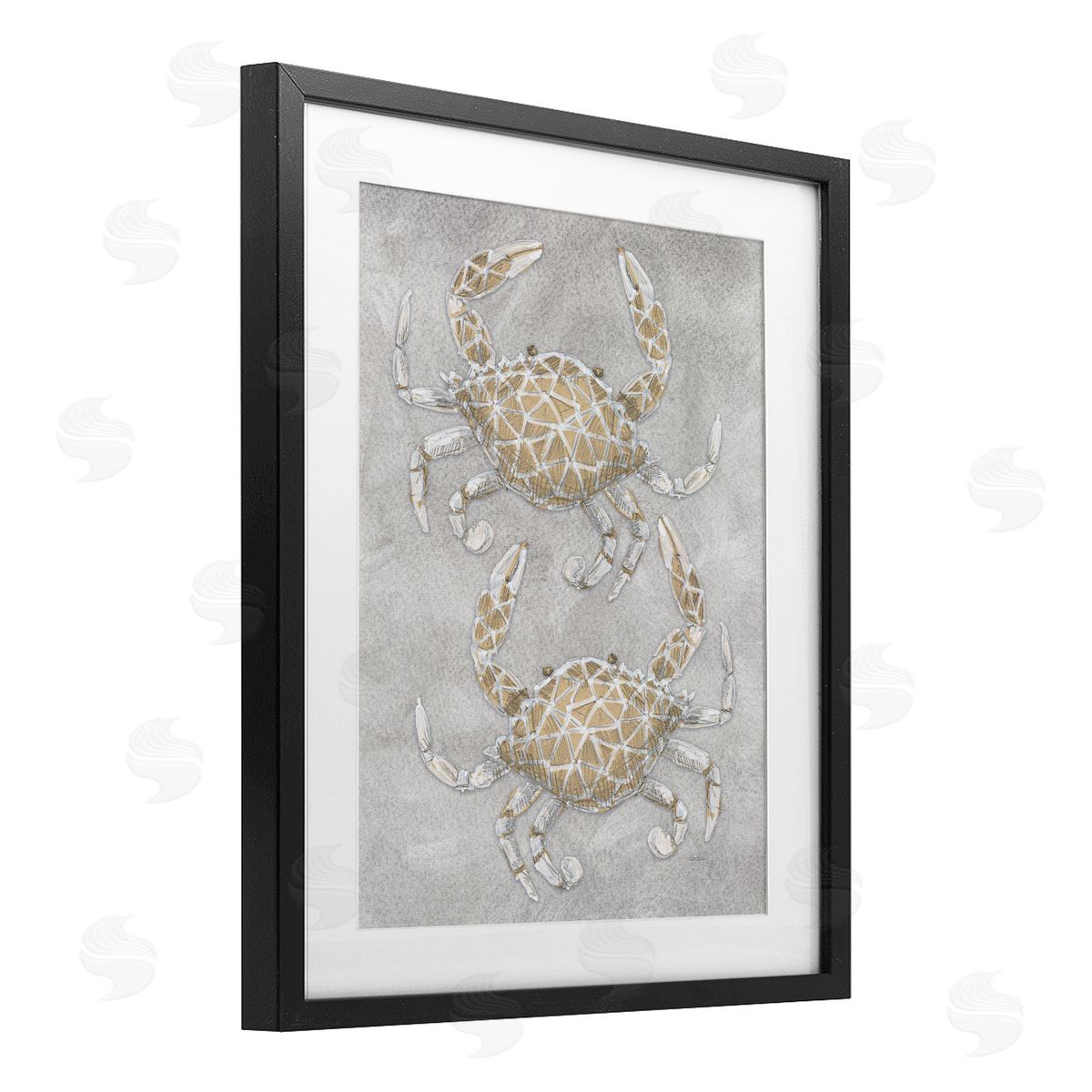 Patti Bishop Grey Crabs Drawing Canvas Wall Art Print