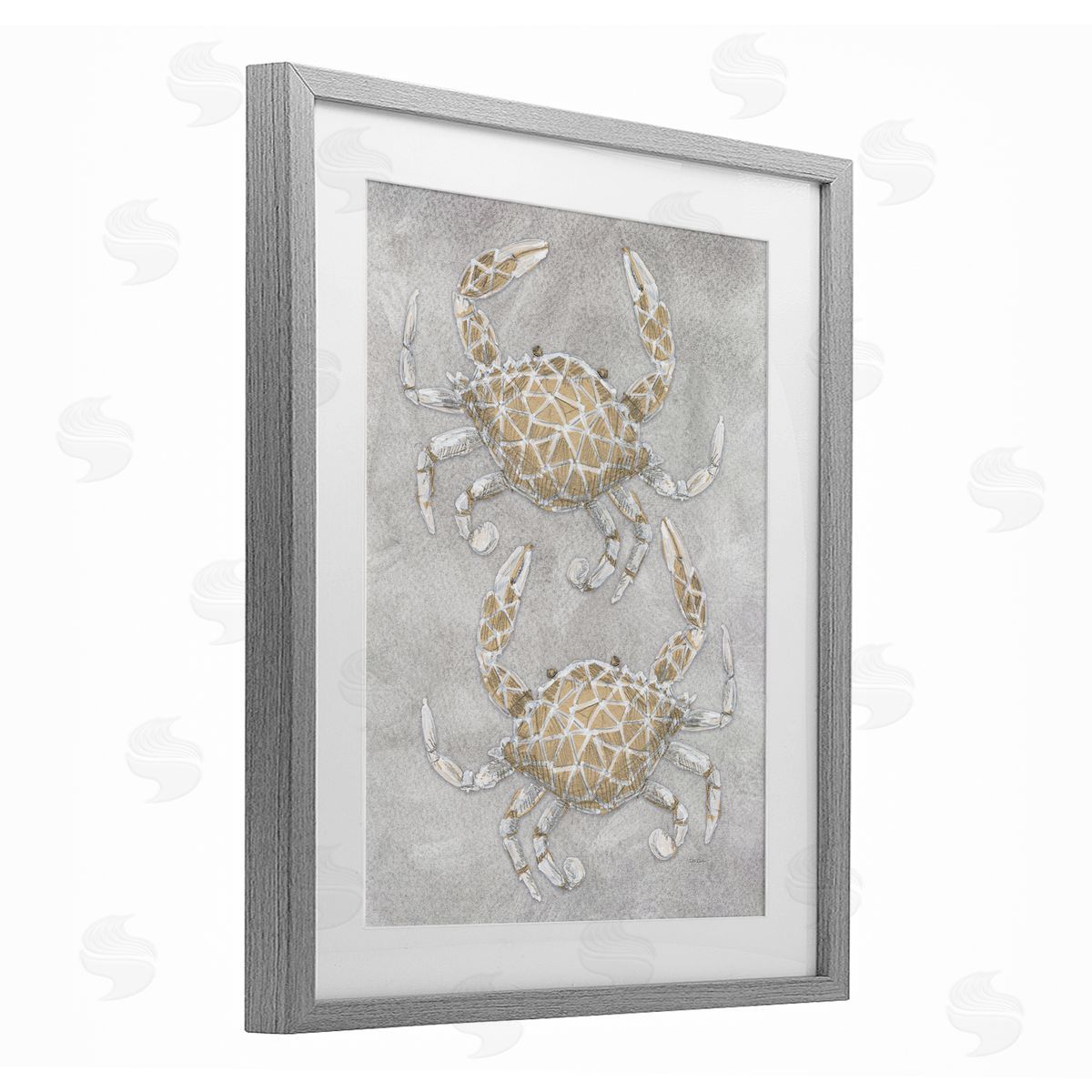 Patti Bishop Grey Crabs Drawing Canvas Wall Art Print