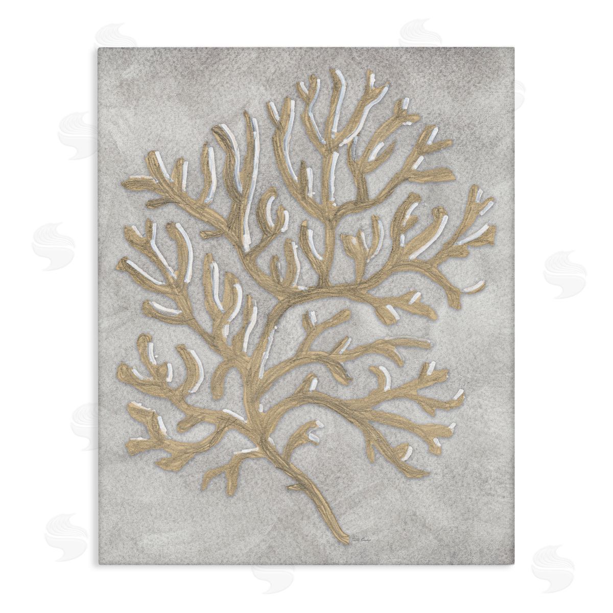 Patti Bishop Grey Coral Drawing Canvas Wall Art Print
