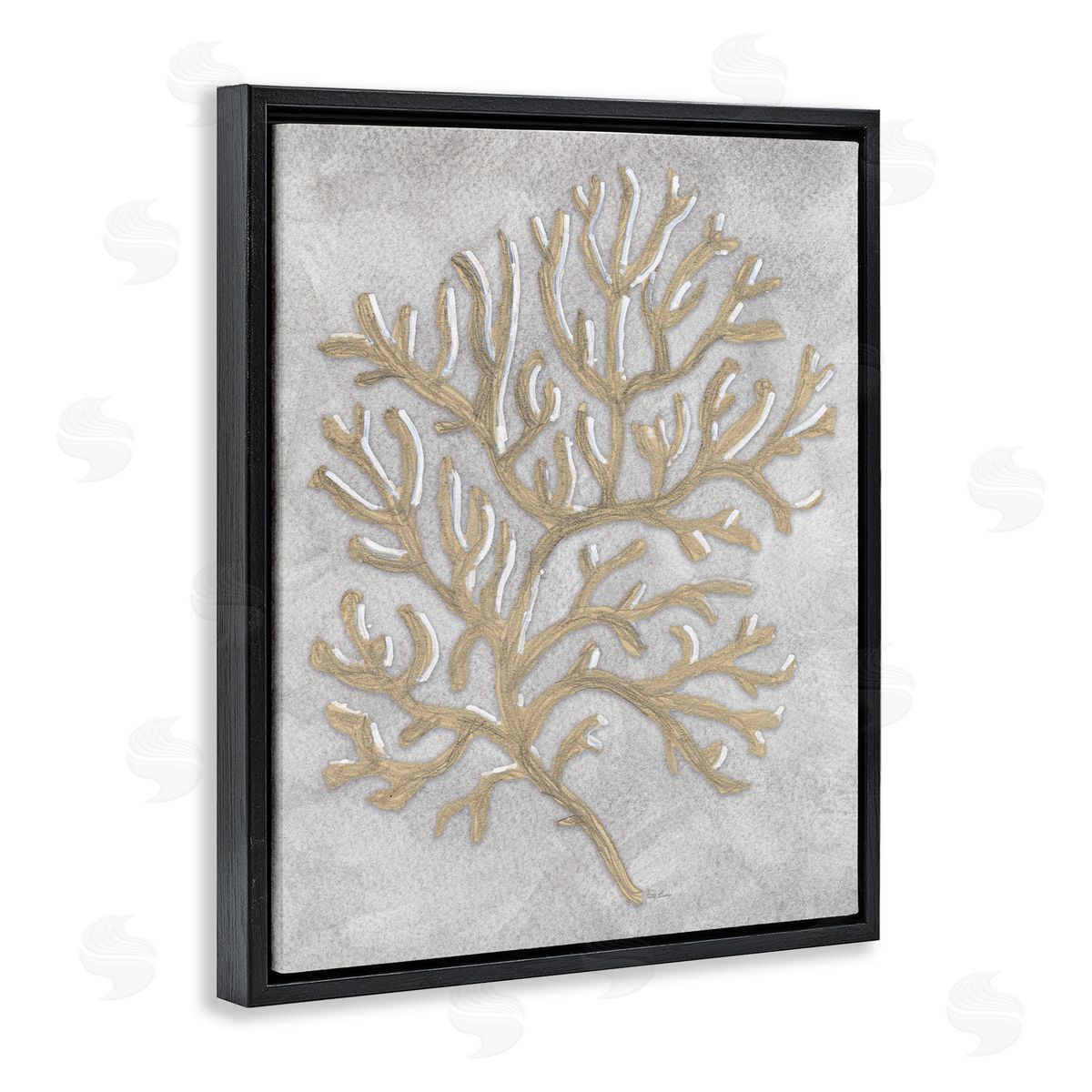 Patti Bishop Grey Coral Drawing Canvas Wall Art Print