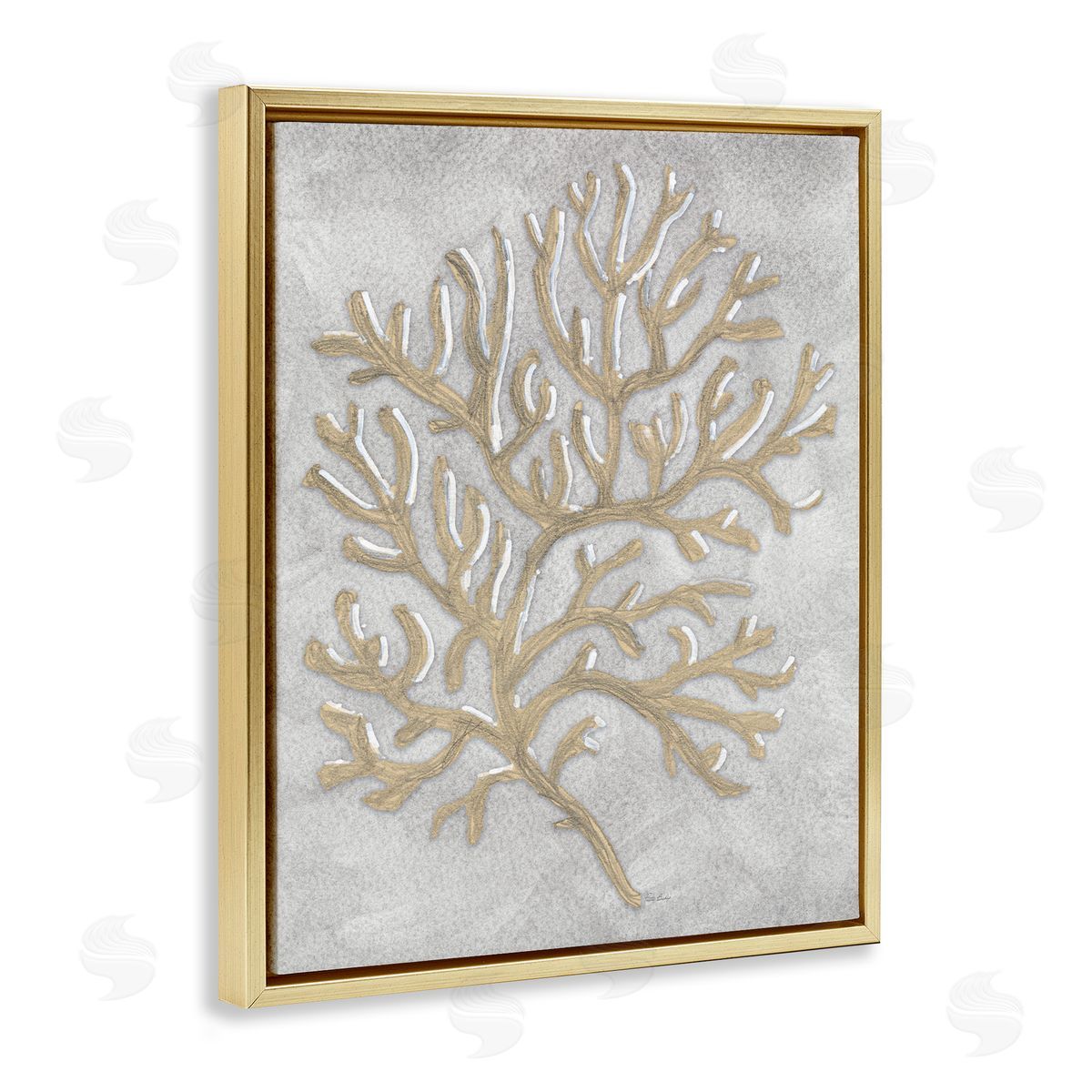 Patti Bishop Grey Coral Drawing Canvas Wall Art Print