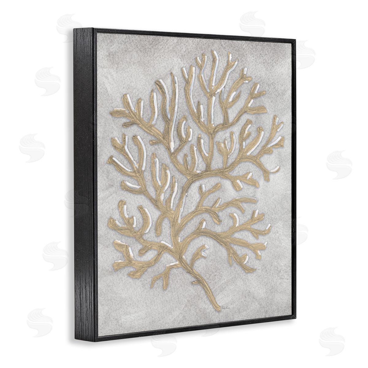 Patti Bishop Grey Coral Drawing Canvas Wall Art Print