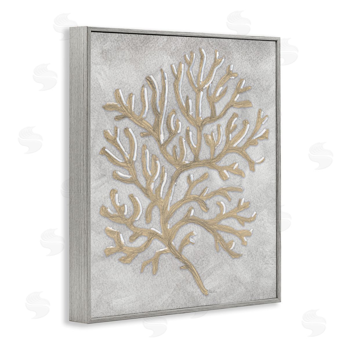 Patti Bishop Grey Coral Drawing Canvas Wall Art Print
