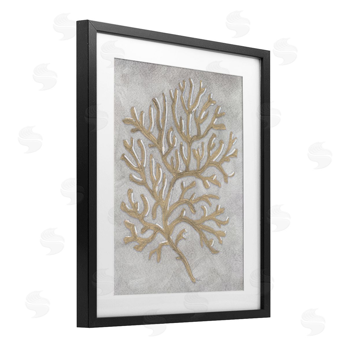 Patti Bishop Grey Coral Drawing Canvas Wall Art Print