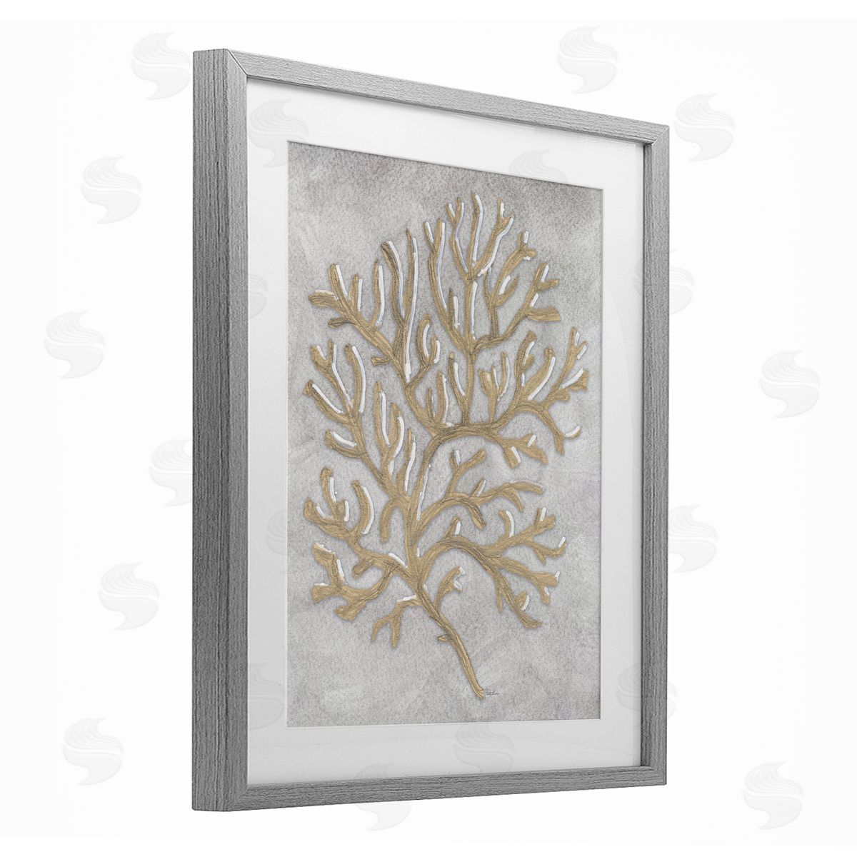 Patti Bishop Grey Coral Drawing Canvas Wall Art Print